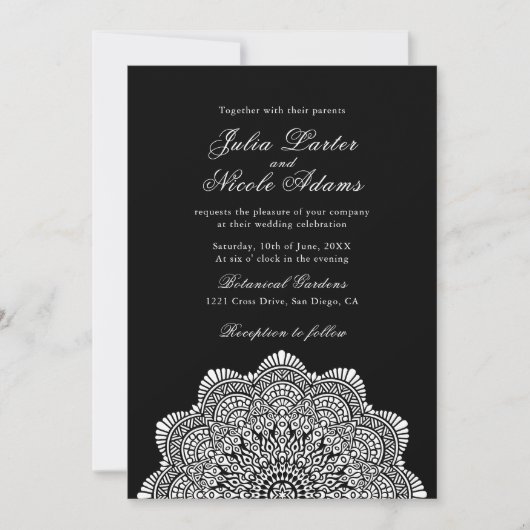 Modern Artistic Motif Style Mandala Wedding Einladung (Vorderseite)