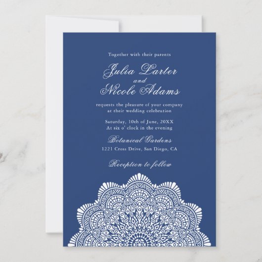 Modern Artistic Motif Style Mandala Wedding Einladung (Vorderseite)