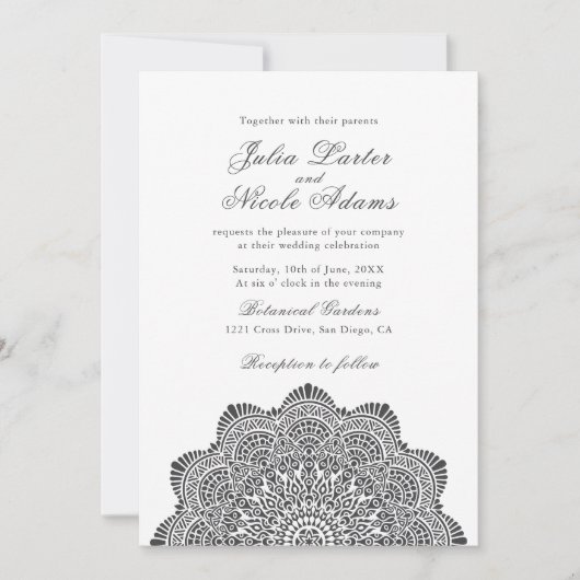 Modern Artistic Motif Style Mandala Wedding Einladung (Vorderseite)