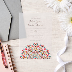 Modern Artistic Motif Style Mandala Wedding Pergament Einladungen