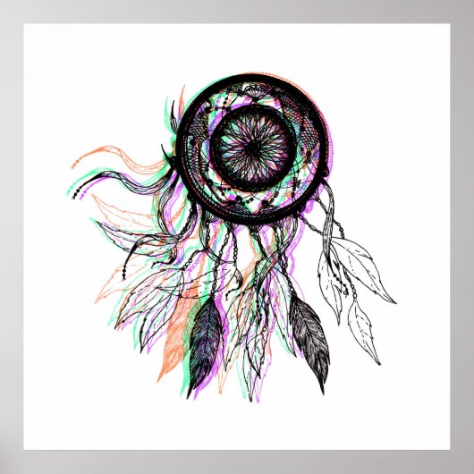 Modern Artistic Native American Dreamcatcher Poster (Vorne)