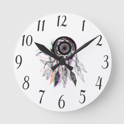 Modern Artistic Native American Dreamcatcher Runde Wanduhr (Vorderseite)
