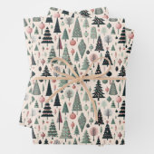 Modern Artistic Pink Tree Christmas Wrapping Paper Geschenkpapier Set (Beispiel)