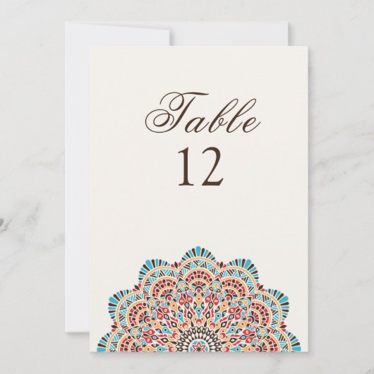 Modern Artistic Style Mandala Wedding Table Number Einladung (Vorderseite)