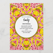 Modern Artistic Yellow & Pink Abstract Pattern Einladung (Vorderseite)