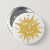 Modern Artsy Sun Yellow Cute Button (Vorne & Hinten)