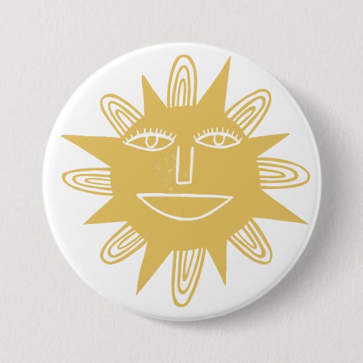Modern Artsy Sun Yellow Cute Button (Vorderseite)