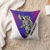 Modern Astronaut Purple Galaxy Space Custom Name Kissen (Decke)