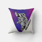 Modern Astronaut Purple Galaxy Space Custom Name Kissen (Rückseite)