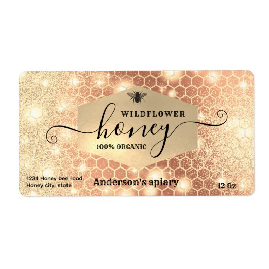 Modern attractive sparkle gold bee script honey la (Vorne)