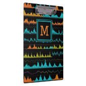 Modern Audio Waveform & Sound Frequency Monogram Klemmbrett (Rechts)