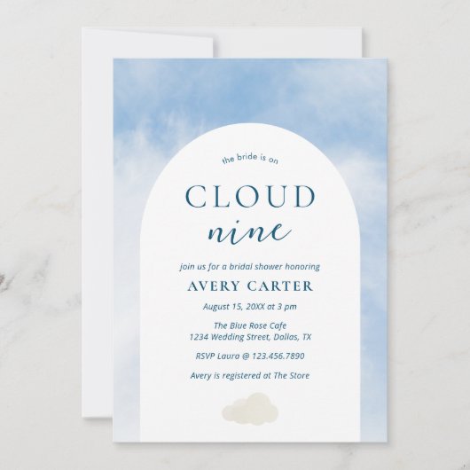 Modern auf Cloud 9 Brautparty Einladung (Vorderseite)