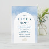 Modern auf Cloud 9 Brautparty Einladung (Stehend Vorderseite)