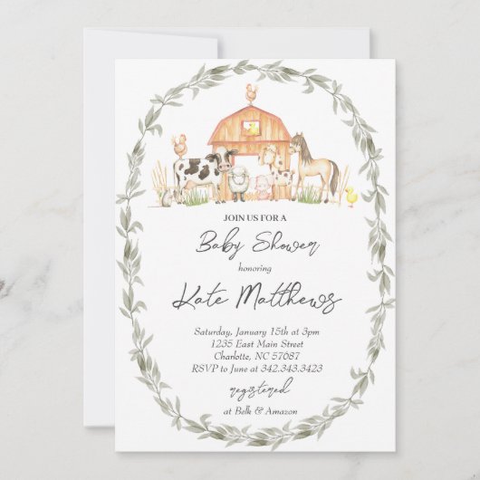 Modern auf der Farm Baby Shower Einladung (Vorderseite)