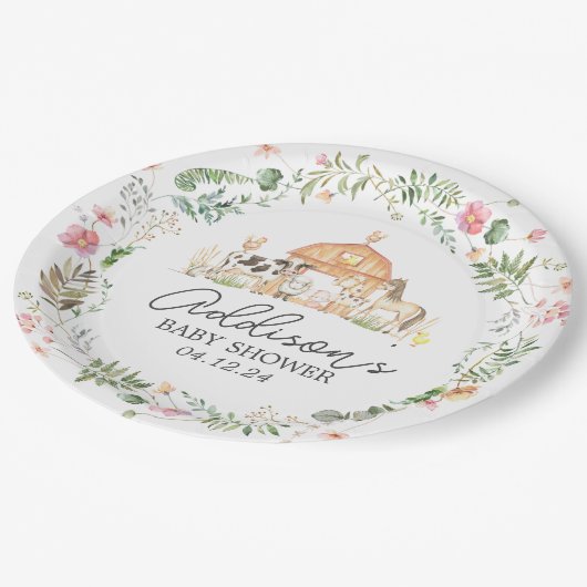 Modern auf der Papiertüte des Bauernhofs, Grünpfla Pappteller (Schrägansicht)