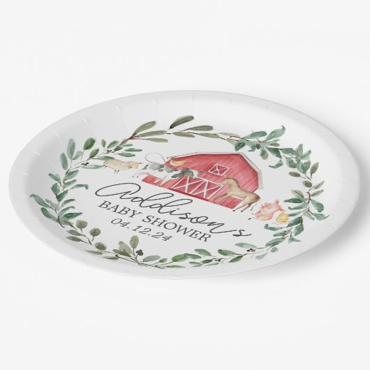 Modern auf der Papiertüte des Bauernhofs, Grünpfla Pappteller (Schrägansicht)