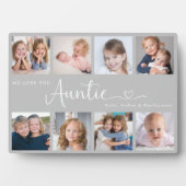 Modern Auntie Photo Collage Heart Script Fotoplatte (Vorderseite)