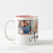Modern Auntie We Love You 4 Photo Collage  Zweifarbige Tasse (Links)
