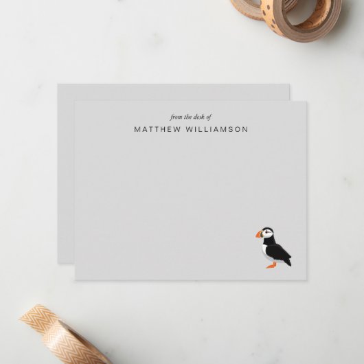 Modern aus dem Schreibtisch der "Puffin Bird Card" Mitteilungskarte (Vorderseite/Rückseite Beispiel)
