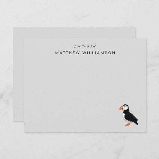 Modern aus dem Schreibtisch der "Puffin Bird Card" Mitteilungskarte (Vorne/Hinten)