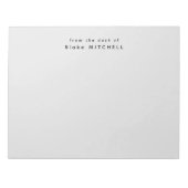 Modern aus dem Schreibtisch für Monogramm graue St Notizblock (Vorderseite)