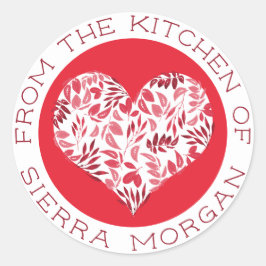 Modern aus der Küche der botanischen Herz-Leckerei Runder Aufkleber