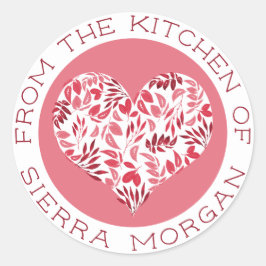 Modern aus der Küche der botanischen Herz-Leckerei Runder Aufkleber