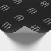 Modern aussehendes monogrammierter Name | Schwarz Geschenkpapier (Ecke)