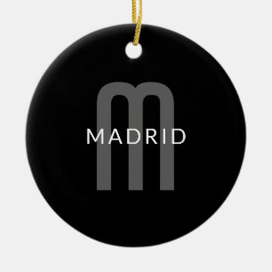 Modern aussehendes monogrammierter Name Schwarz Keramik Ornament