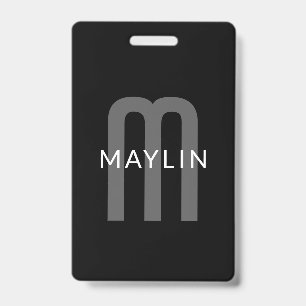 Modern aussehendes monogrammiertes Namensschild Ausweis