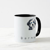 Modern Aussiedoodle Art Mug - Blue Merle Geometric Tasse (VorderseiteRechts)
