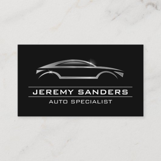 Modern Auto Car Logo | Metallic Shine Visitenkarte (Vorderseite)