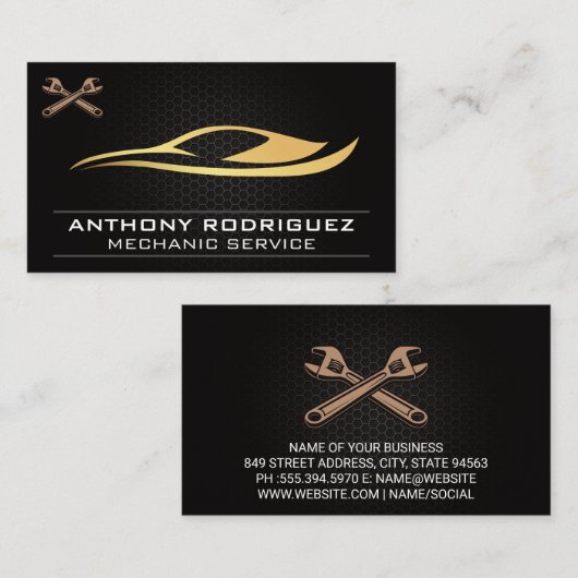 Modern Auto Logo | Kohlenstofffaser | Wrenches Visitenkarte (Vorne/Hinten)