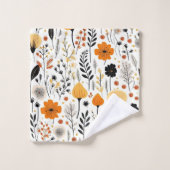 Modern Autumn Fall Boho Botanical Floral Badhandtuch Set (Waschlappen)