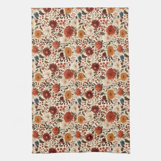 Modern Autumn Fall Botanical Floral Geschirrtuch (Vertikal)
