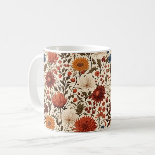 Modern Autumn Fall Botanical Floral  Kaffeetasse (Vorderseite Links)