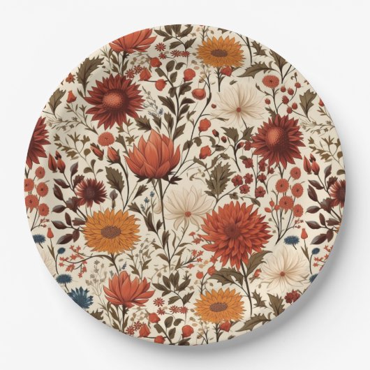 Modern Autumn Fall Botanical Floral Pappteller (Vorderseite)