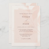 Modern Autumn Pink Floral Verließ Shadow Wedding Einladung (Vorne/Hinten)