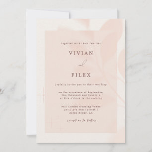 Modern Autumn Pink Floral Verließ Shadow Wedding Einladung