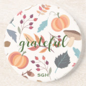 Modern Autumn Print Round Sandstone Untersetzer (Vorne)