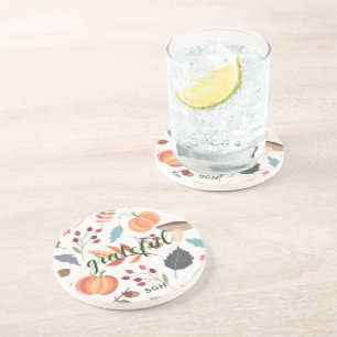 Modern Autumn Print Round Sandstone Untersetzer