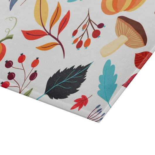 Modern Autumn Pumpkin Leaf Muster Schneidebrett (Ecke)