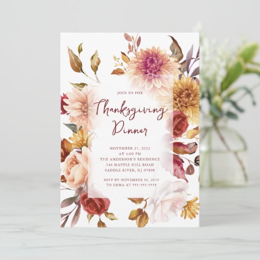 Modern Autumn Trees Thanksgiving Invitation Einladung (Stehend Vorderseite)