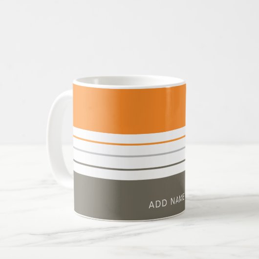 Modern Autumnal Orange Gran Streifen Kaffeetasse (Vorderseite Links)