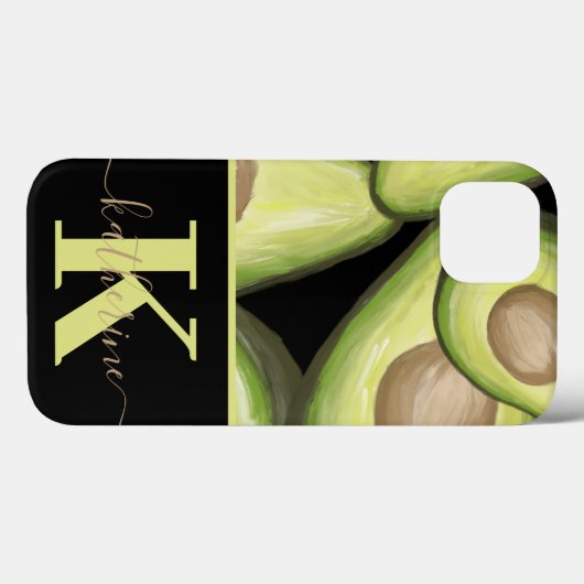Modern Avocado Pattern Monogram Case-Mate iPhone Hülle (Rückseite (Horizontal))