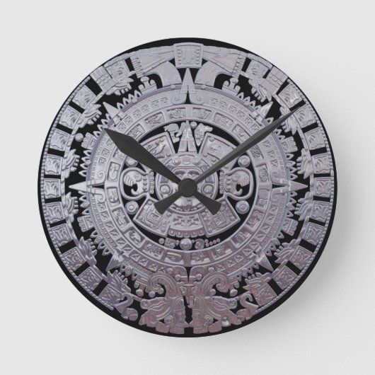 Modern Aztec Mayan Calender Runde Wanduhr (Vorderseite)