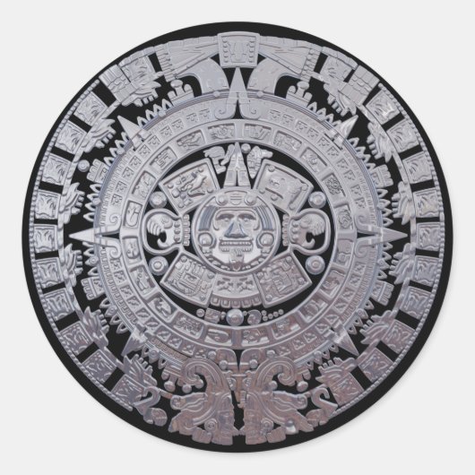 Modern Aztec Mayan Calender Runder Aufkleber (Vorderseite)