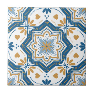 Modern Azulejo Blue Yellow Portugiesisch Fliese