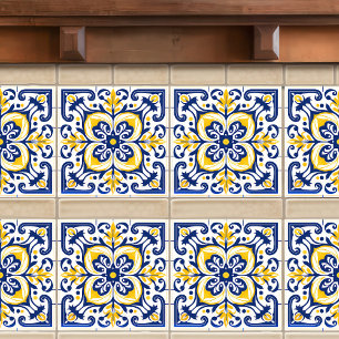 Modern Azulejo Blue Yellow Portugiesisch Lissabon Fliese