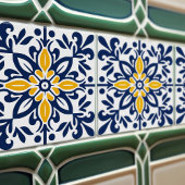 Modern Azulejo Blue Yellow Portugiesisch Lissabon Fliese